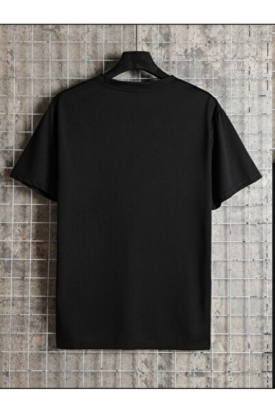 FİTGO Pánské oversize tričko – černá Single Jersey látka