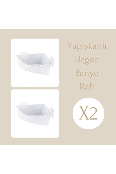 SOFTHOM 2'Lİ BEYAZ  YAPIŞKANLI Ürün Ölçüleri:27x19x8BANYO RAFI ÜÇGEN