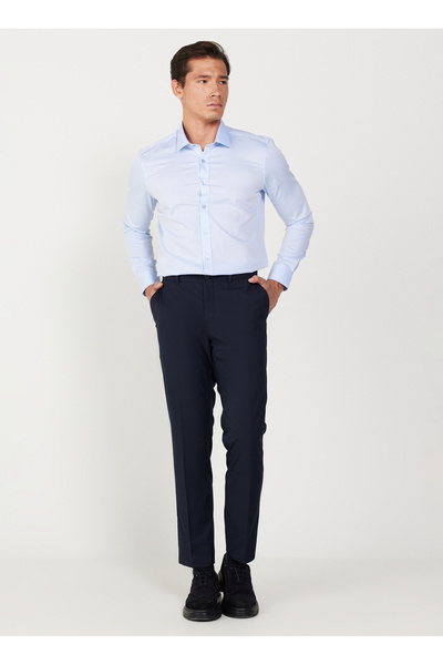 ALTINYILDIZ CLASSICS Altınyıldız Classics Normal Bel Dar Paça Slim Fit Lacivert Erkek Pantolon 4A0123200097