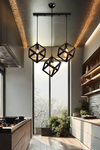 AG LightDesign Black Cube Pendant Lamp Chandelier Living Room Bedroom Kitchen Corridor Lamp