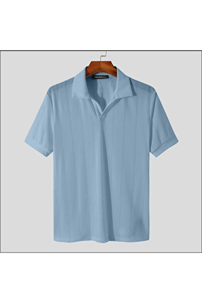 Tarz Cool Ανδρικό ριγέ πλεκτό μπλουζάκι - κοντομάνικο