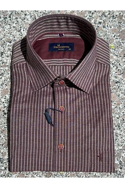 Daniel Bessi Regular Fit Striped Short Sleeve Classic Men's Shirt with Pockets