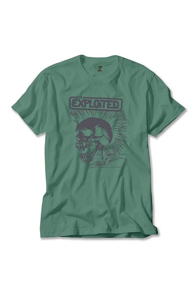 Z zepplin The Exploited Skull Green T-Shirt