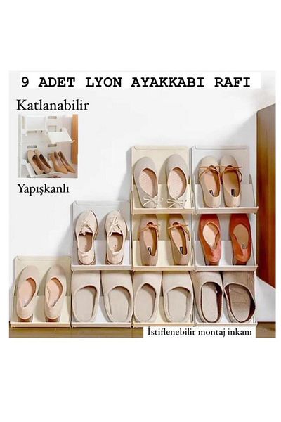 Bayev Lyon Cream 9 Pieces Shoes - Shelf Vertical and Stackable Multi-Layer Space-Saving