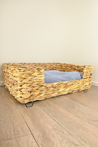 Digithome Hasır Dikdörtgen Kedi ve Köpek Yatağı İç Minderli 60,5 Cm Kahverengi - CL-4038 C1-1-121