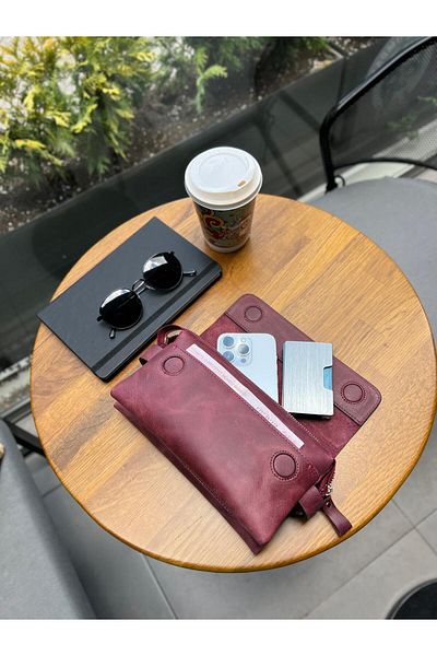 MFT Leather Design Τσάντα Unisex από γνήσιο δέρμα - Claret Red Boliva 9874