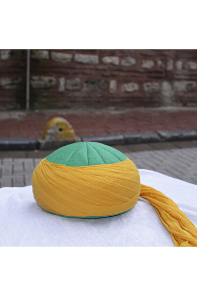 sehzadegiyim Taci Şerif Özel Sarım Takke Yeşil Sarık Hardal