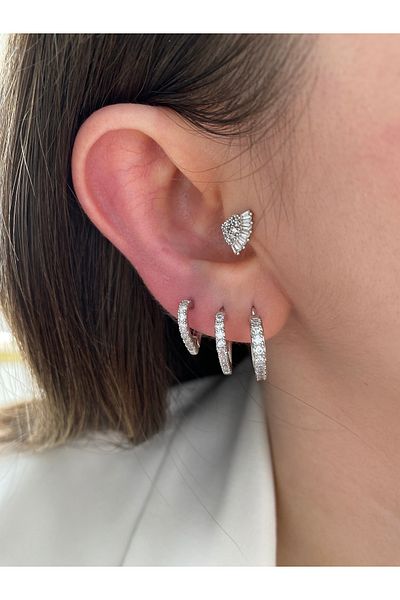 Pinery Jewels Zircon Stone Heart 3-Piece Women's Earrings Set