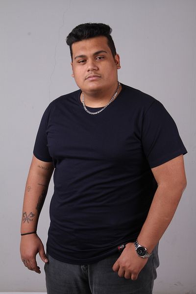 ekis collection Plus Size Crew Neck Navy Blue T-Shirt