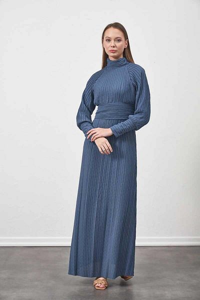 Mevra Pleated Dress Indigo