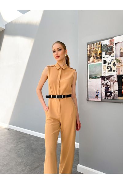 ESRAHELVACI Ολόσωμη φόρμα Caramel Zero Sleeve με ζώνη