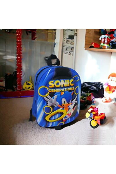 Shopiolog Sonic Generations Anaokulu Kreş Çocuk Valiz Sırt Çantası Çekçekli Sonic Tekerlekli