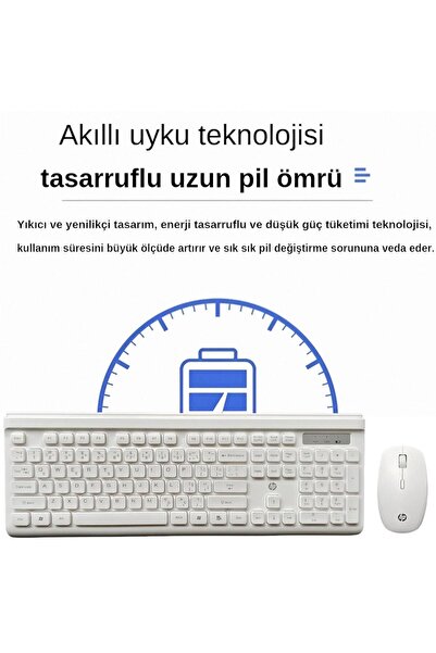 HP CS500 Kablosuz 2.4ghz Türkçe Q Klavye & Mouse Set Beyaz (Ramwhite Türkiye Garantili)