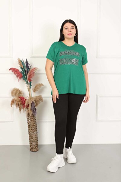 Lux Home Istanbul بلوزة نصف كم حجرية باللون الأخضر