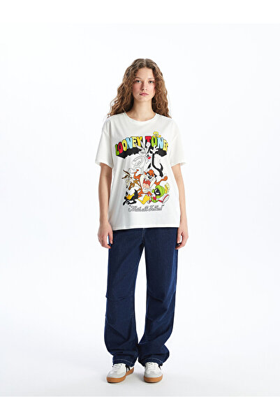 LC Waikiki Bugs Bunny bedrucktes Damen-T-Shirt – Rundhalsausschnitt, kurze Ärmel