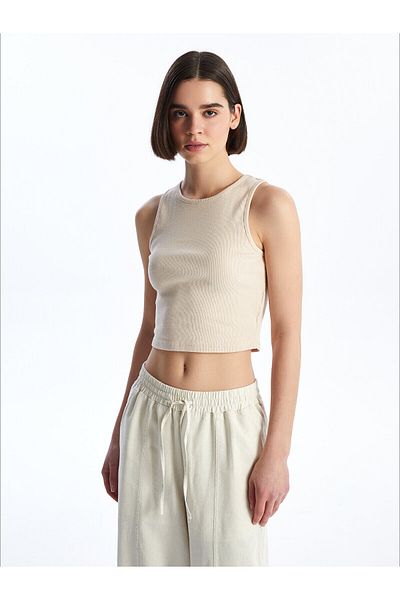 LC Waikiki Women's Crew Neck Plain Crop
