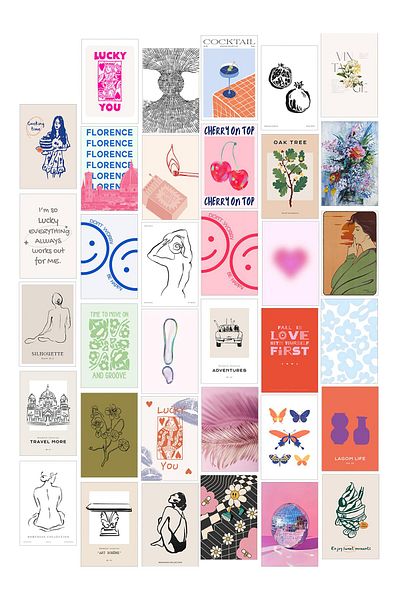 Postifull Σετ αφίσας Collage - 35 τεμάχια χωρίς πλαίσιο 10*15cm - με αυτοκόλλητο δώρο