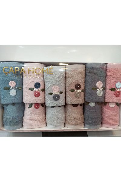 Çapa Home Set of 12 Cotton Door Gift Daily Kitchen and Hand Face Towels