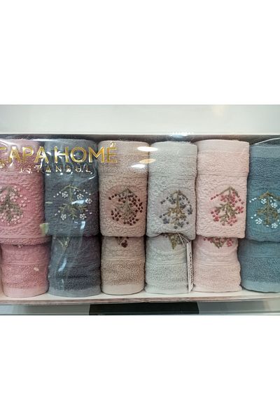 Çapa Home Set of 12 Cotton Door Gift Daily Kitchen and Hand Face Towels