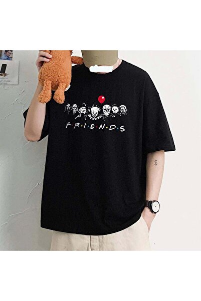 Toum تي شيرت DamlaHobi Halloween Witch Friends مطبوع باللون الأسود للجنسين