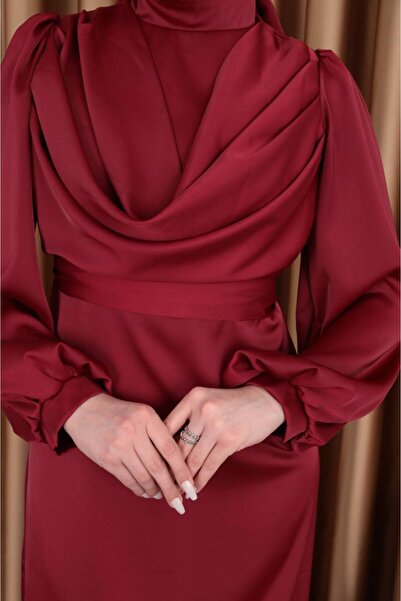 BestShopping Degaje Hijab Evening Dress Burgundy