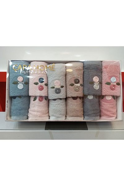 Çapa Home Set of 12 Cotton Door Gift Daily Kitchen and Hand Face Towels