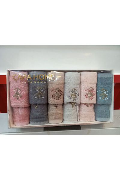 Çapa Home Set of 12 Cotton Door Gift Daily Kitchen and Hand Face Towels
