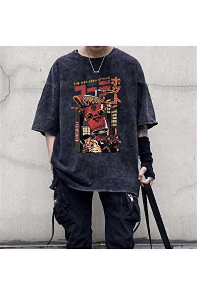 Toum Damphaobi - Tricou unisex oversize vintage învechit, lavabil, cu imprime...