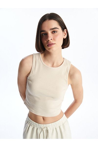 LC Waikiki Women's Crew Neck Plain Crop