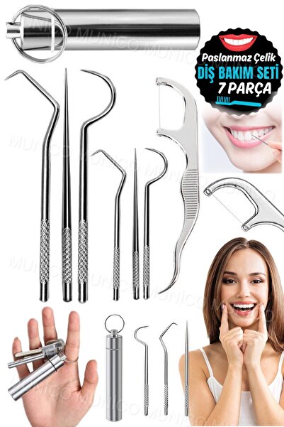 Genel Markalar Diş Temizleme Kit Taşınabilir Gıda Sınıfı Paslanmaz Çelik Kürd...