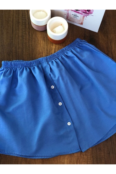 mirach Denim Color Underwear Skirt | Shirt Look Buttoned Lined Skirt Blue Lengthening Design Stylish Product