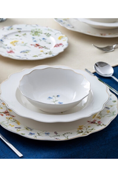 ACAR Leon Rise 6 Kişilik 24 Parça Gold Porselen Yemek Takımı