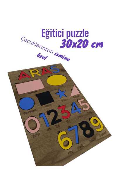 NED MDF LAZER DEKARASYON İSME ÖZEL Tak Cikar Puzzle Tak Cikar Egitici Set Mon...