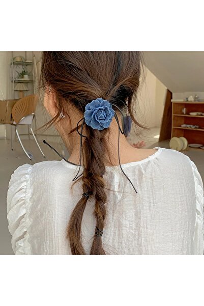 MutluBiDünya Vintage Kot Gül Bağlamalı Saç Tokası
