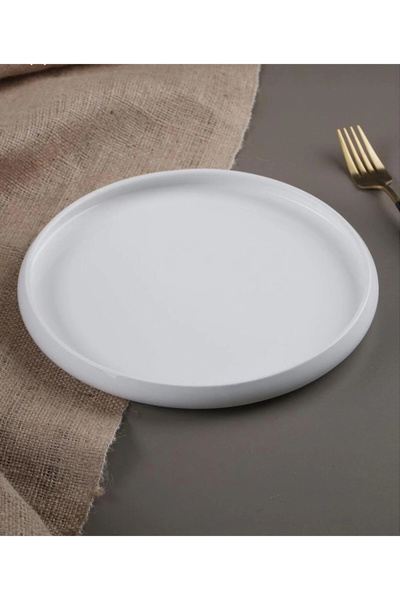 ACAR Bianco Perla Porselen 12 li Yuvarlak Tabak - 23,5 Cm