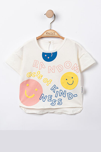 Necix's Smile Baskı Bisiklet Yakalı Kısa Kollu Bebek Tshirt ve Fitilli Kumaş  Tayt 2li set