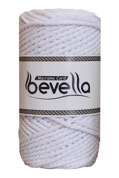 Bevella Macrame Cord Premium White 3mm 250Gr Twisted Cotton Macrame Thread