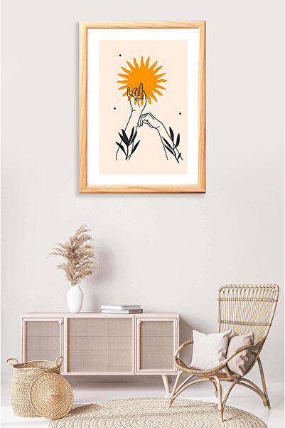 TRENDPOSTER Bohem Home Tarz  Ev İçin Doğal Ahşap Çerçeveli Tablo (Dübel ve Çi...