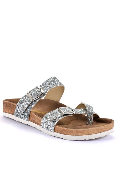 Slazenger Πόρπη Γυναικείες Παντόφλες Ασημί Glitter
