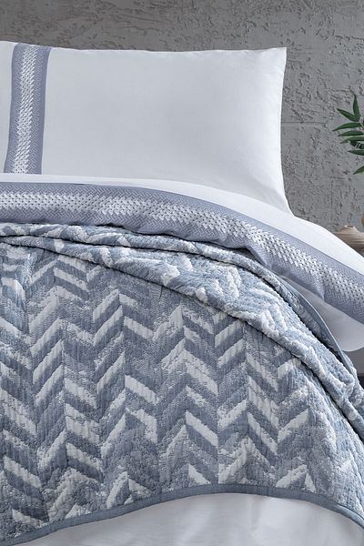 Yataş Elsie Double Fall Winter 8-Piece Dowry Set - Indigo