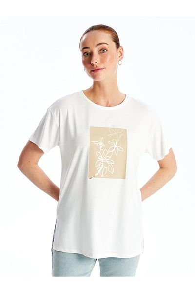 LC Waikiki LCWAIKIKI - Bedrucktes Kurzarm-T-Shirt mit Rundhalsausschnitt für Damen
