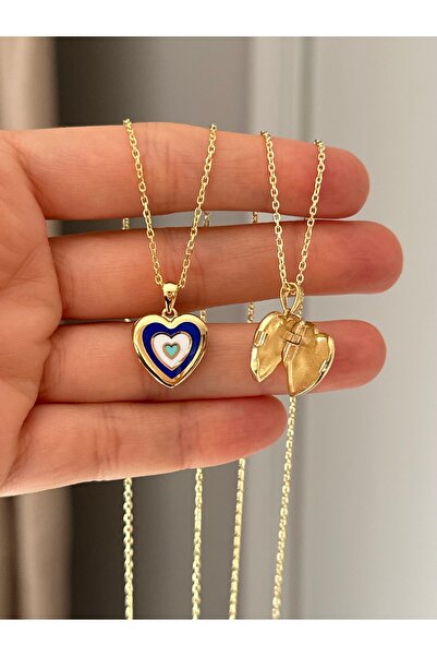emy by emel luxury silver jewelry Altın Kaplama Mineli Kalpli Kapaklı Madalyo...