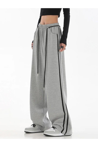 Gofeel Y2k Line Detail Unisex Bol Paça Eşofman Altı