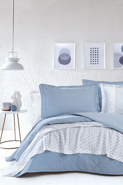 Yataş Gilber Double Pique Bedspread Set - Indigo