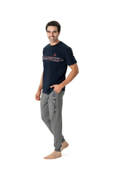 U.S. Polo Assn. U.S. Polo Assn. Men's Navy Blue T-Shirt & Ribbed Leg Summer P...