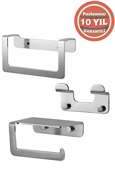 ÇELİK BANYO Paslanmaz Çelik Paris 3'lü Set -banyo Aksesuar Havluluk-tuvalet K...