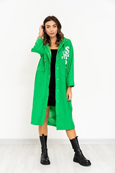 Perry Травичка зелена жіночий тренчкот - водонепроникний і з принсом