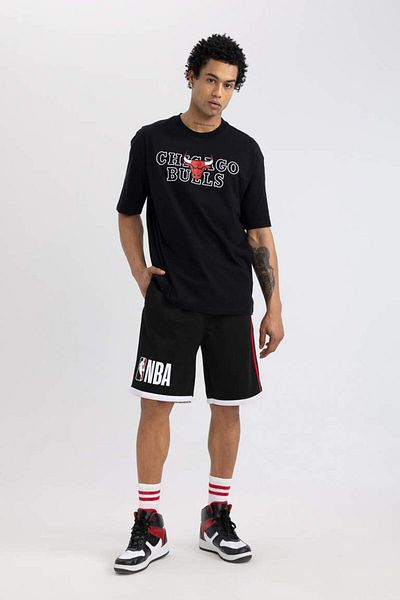 DeFacto DeFactoFit NBA Chicago Bulls Boxy Fit Crew λαιμόκοψη με κοντομάνικο μπλουζάκι