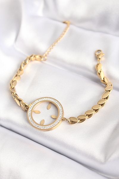 Lisinya Lisinya943 316L Steel Gold Color Barley Chain Quarter Wearable Women's Bracelet