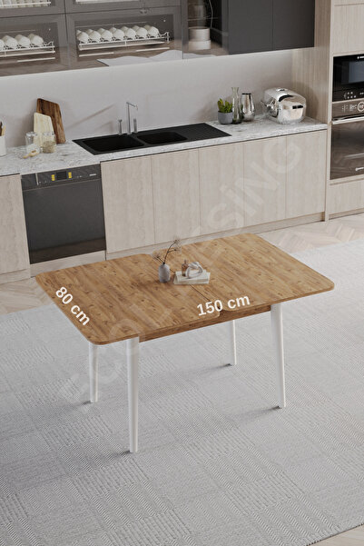 FAYMEND Tek, Açılır, Döner, Mutfak Masası Takımı, Yemek Masası, Kapalı Ölçü: 75x80 cm - Açık Ölçü: 80x150 cm